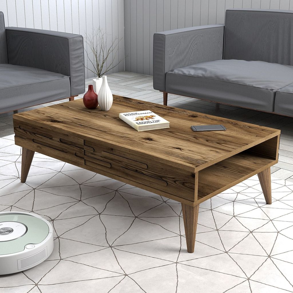 Skye Decor, Valensiya - Walnut, Couchtisch, Nussbaum, 100 % MELAMINBESCHICHTETE SPANPLATTEN, 105 x 34,6 x 60 cm