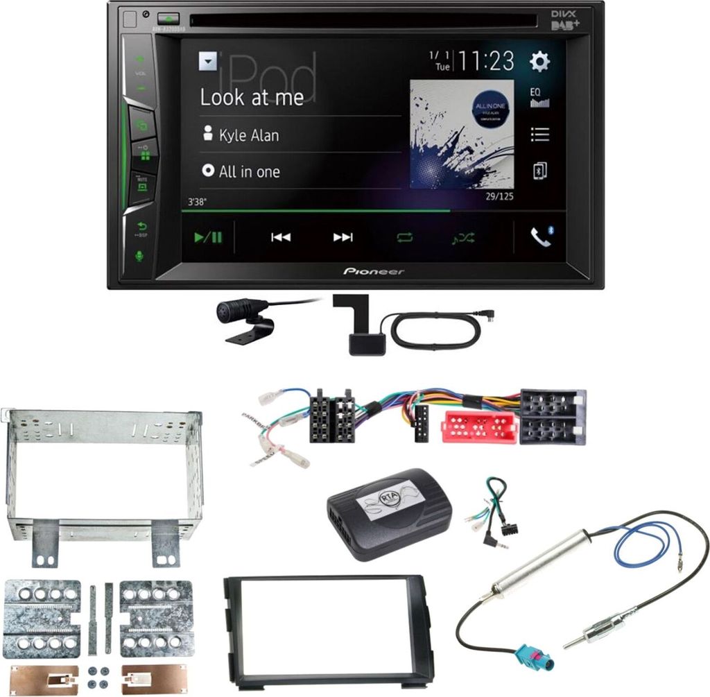 Pioneer AVH-A3200DAB Bluetooth Digitalradio CD MP3 Einbauset für Kia Cee'd ED