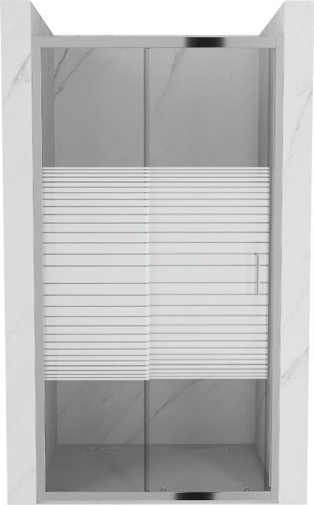 Mexen Apia porta doccia scorrevole 105 cm, strisce, cromo - Immagine del prodotto 