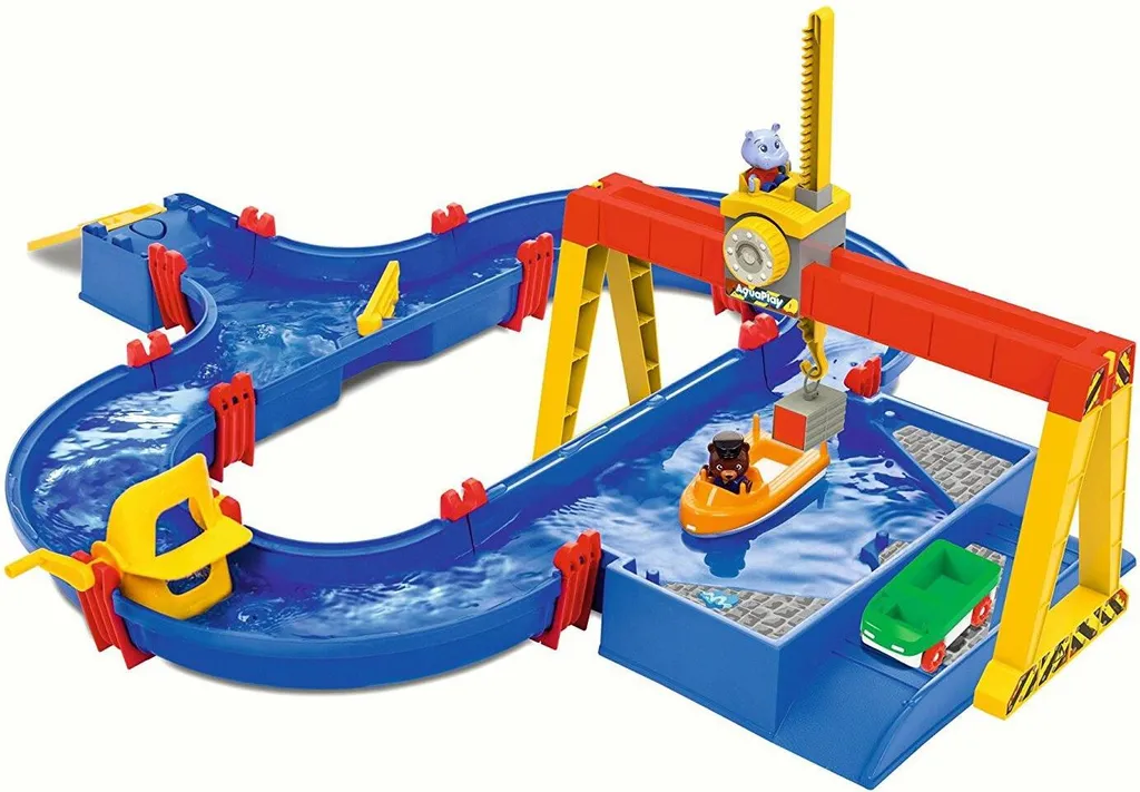AquaPlay ContainerPort Set de Jeu avec Grue Pivotante et Écluse Mobile