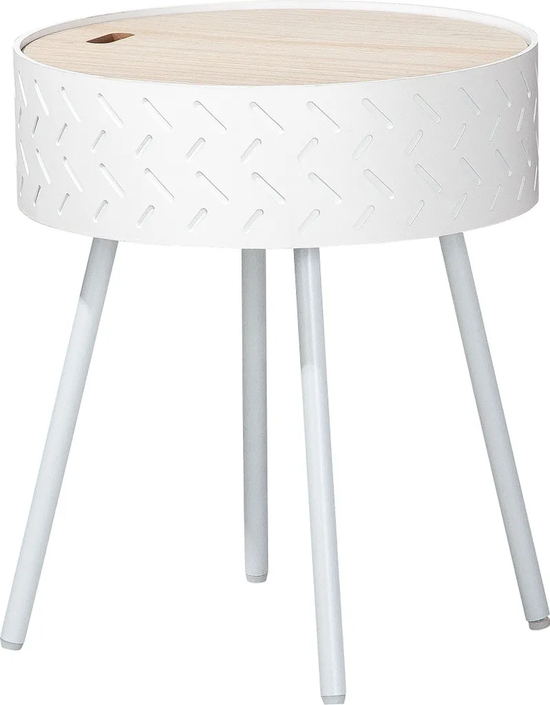Petite table basse avec rangement intégré pour salon ou chambre blanc