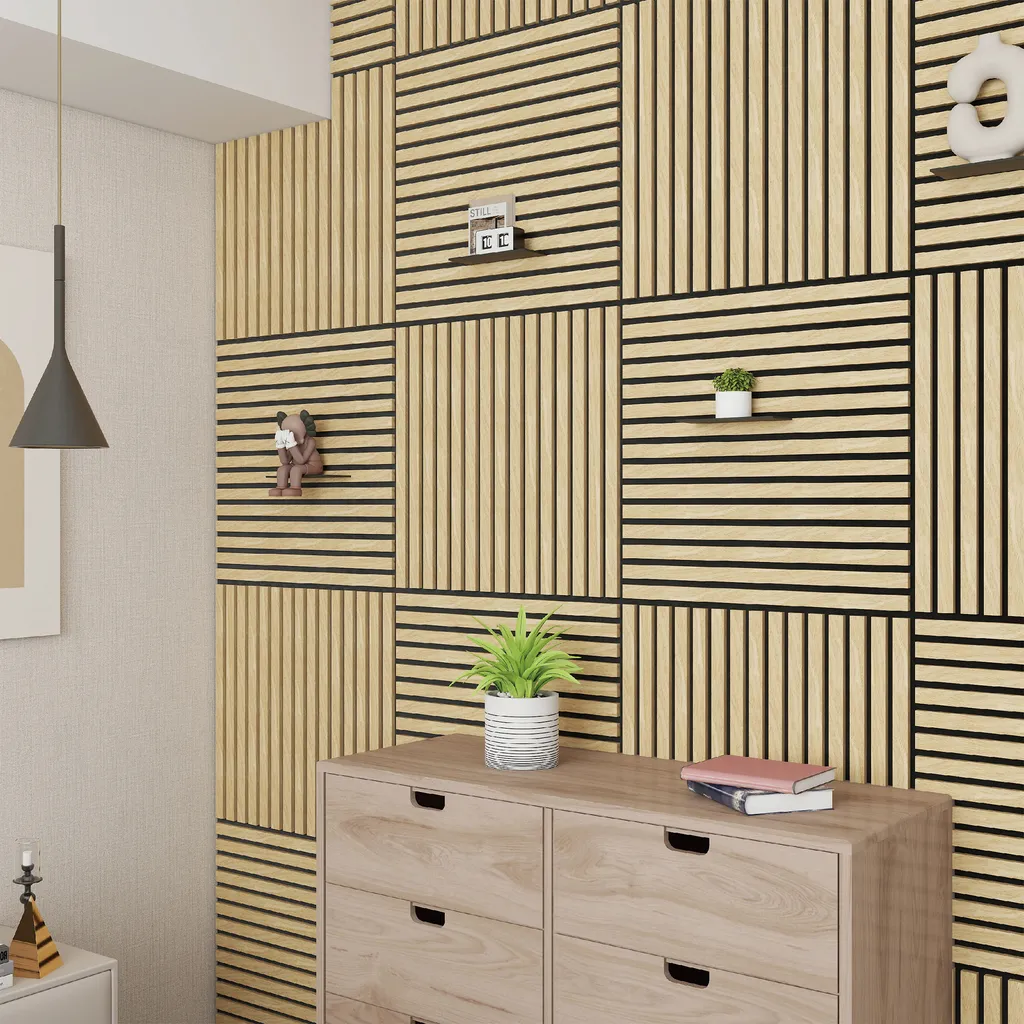 Panneau Mural 3D avec Lamelles en Chêne Clair Vang : Design et Son