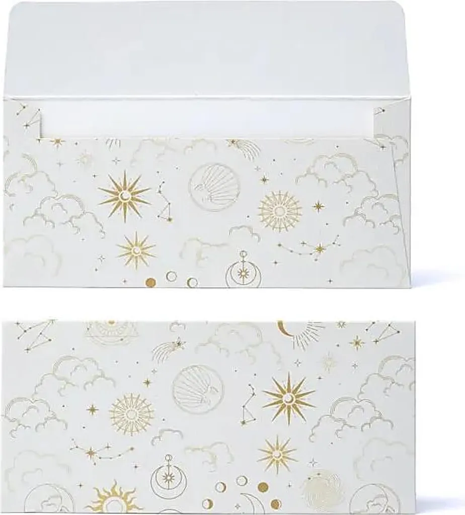 Enveloppe Carte Cadeau Astrologie 19x9cm - Lot de 10 Étuis de Luxe