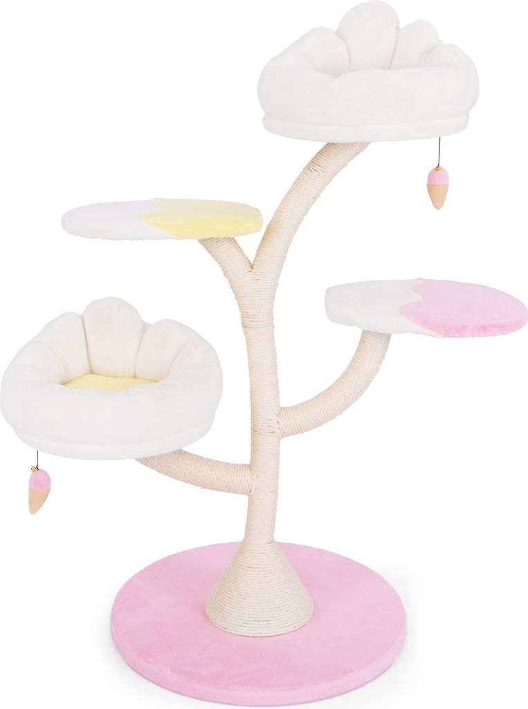 COSTWAY Kratzbaum 123cm, süßer Katzenbaum mit 2 Produktbild 