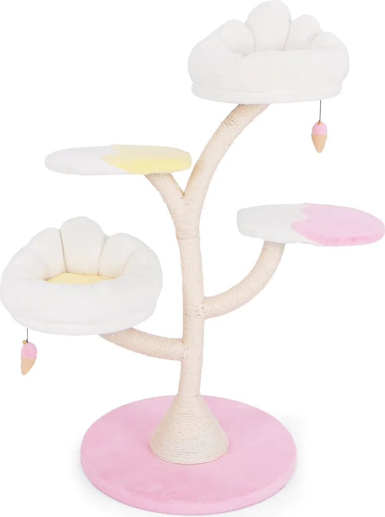 Tiragraffi COSTWAY 123 cm Bianco Rosa: Il Paradiso per i Tuoi Gatti