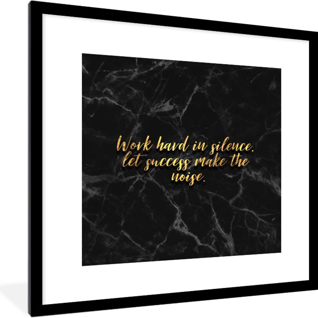 MuchoWow Gerahmtes Poster Zitate - Motivation - Gold - Marmor 40x40 cm - Poster mit Schwarzem Bilderrahmen Wandposter Rahmen Foto Bilder - Poster...