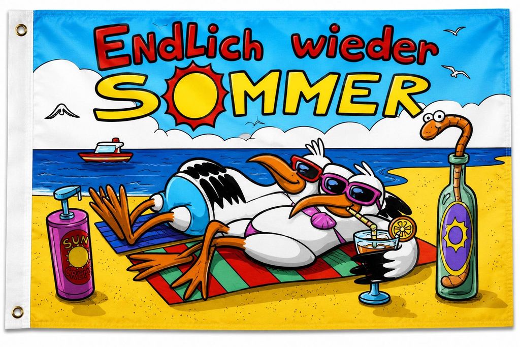 Flagge Endlich wieder Sommer 90 x 150cm, Stoffgewicht ca. Produktbild 