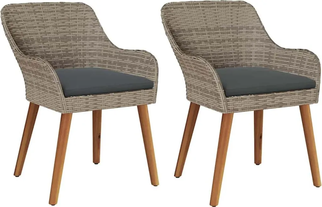 Chaise de Jardin Résistante aux Intempéries en Rotin Noir - Lot de 2 pcs