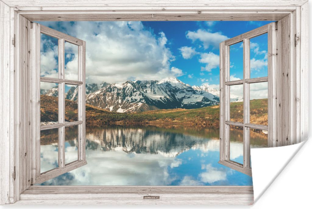 MuchoWow Poster Aussicht - Berg - Wasser 60x40 cm - Schlafzimmerdekoration