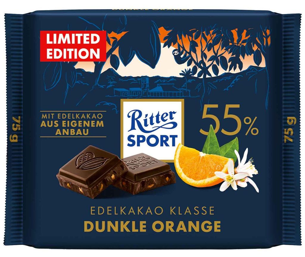 Ritter Sport Edelkakao Klasse 55% Dunkle Orange 75g Produktbild 