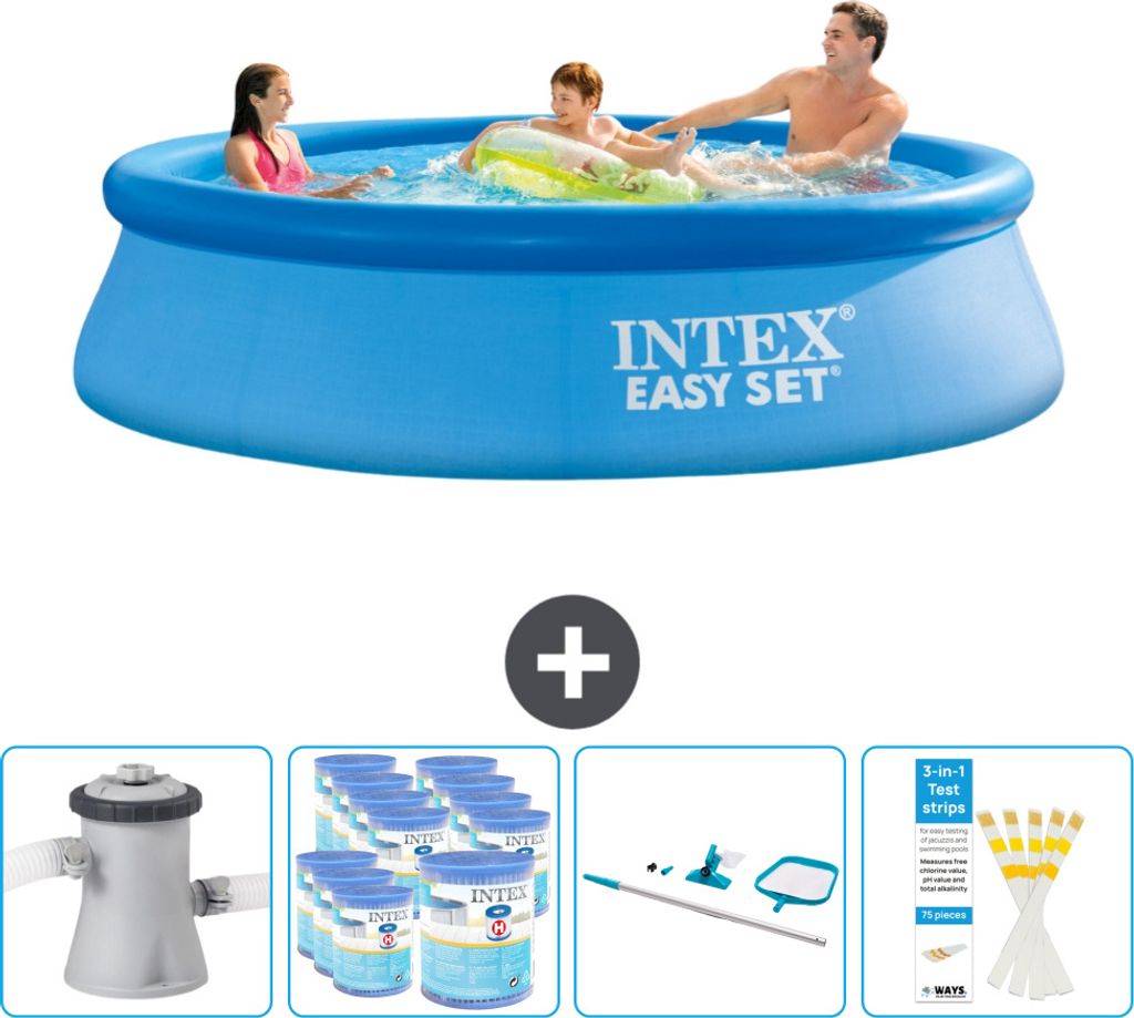 Intex runder aufblasbarer Easy Set-Schwimmpool – 305 x 76 cm – Blau – inklusive Pumpe Filter - Reinigungskit - Teststreifen