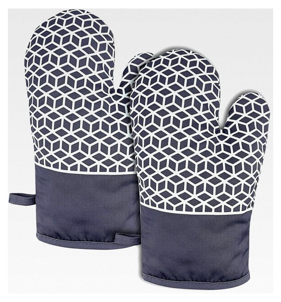 Hitzebeständige Ofenhandschuhe bis 300°C, Silikon Backhandschuhe mit rutschfestem Muster für Kochen, Backen und Grillen