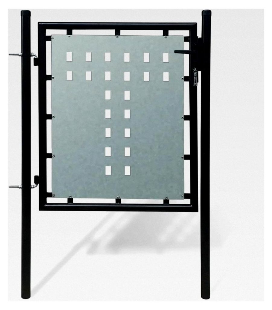 Schwarzes Einzeltor für Zäune, 100x150 cm, robustes Stahl-Gartentor mit Pulverbeschichtung, modernes Zauntor für Garten, Terrasse und Hof, inklu...