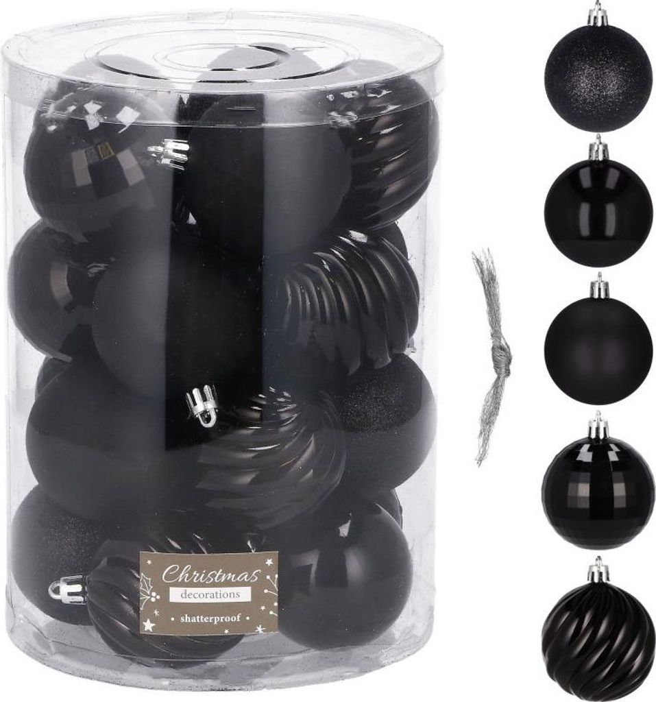 Vánoční baňky černé mix - 6cm, sada 20ks Obrázek produktu 