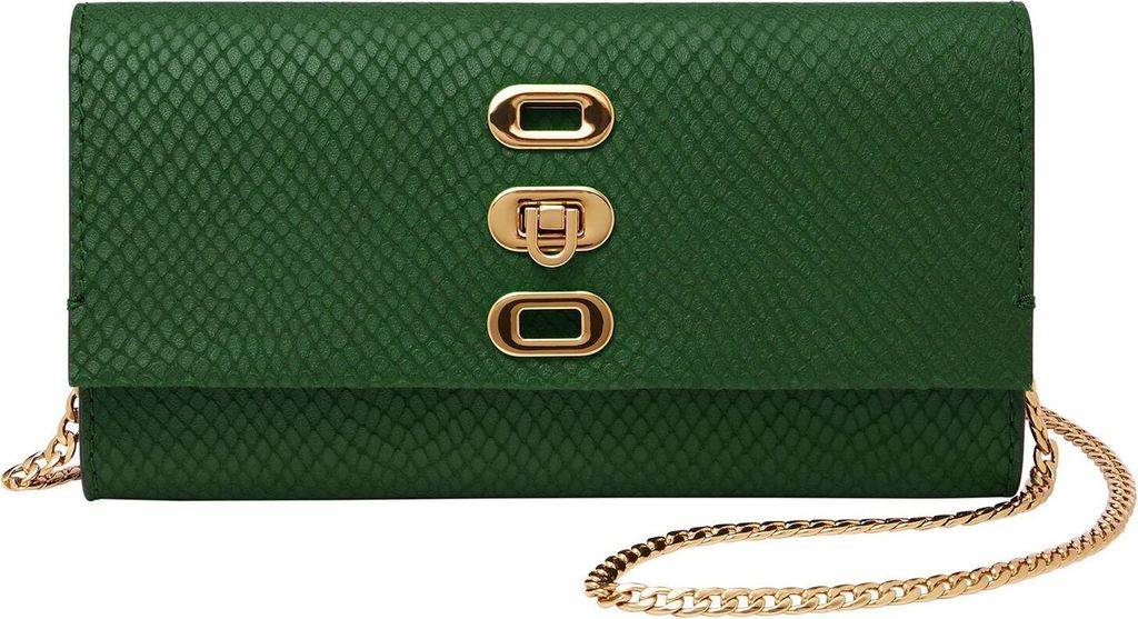 FOSSIL Leder Umhängetasche Penrose Wallet Medium Green grün