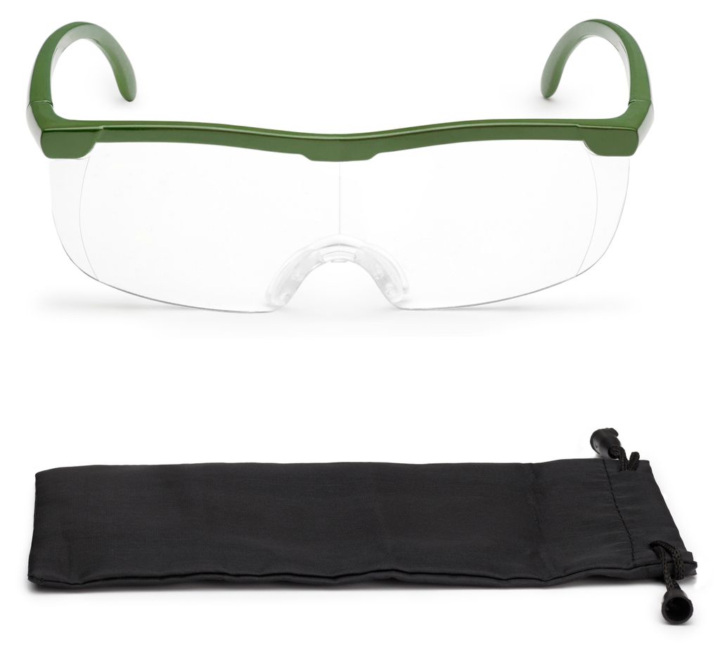 FALINGO Lupenbrille Vergrößerungsbrille Leselupe Lupe auf der Nase optische Vergrößerung auf 200% (Grün)