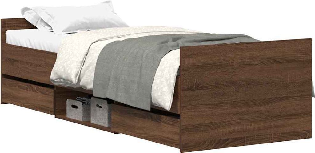 vidaXL Bettgestell mit Kopf- und Fußteil Braun Eichen-Optik 100x200 cm