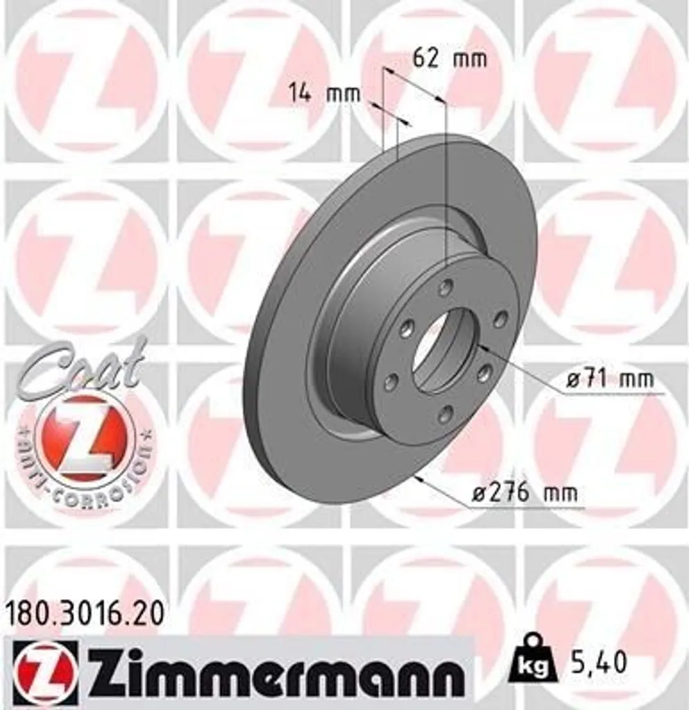 Disque de Frein Arrière Zimmermann pour Citroën C5 Berline et Break