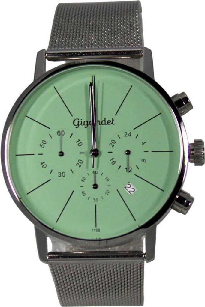 Gigandet Chronograph Armbanduhr Herren Damen Silber Grün Datum G32-009