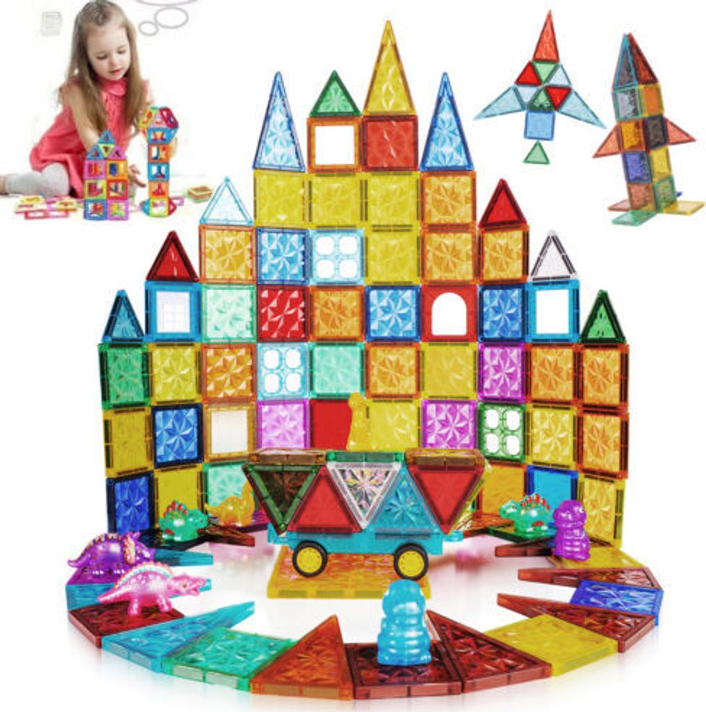 Magnetische Bausteine, 85 Teile Magnetbausteine Set mit 2 Autos STEM Magnet Spielzeug Kinder für Geschenk ab 2 3 4 5 6 7 8 Jahre Bauklötze Kinder...