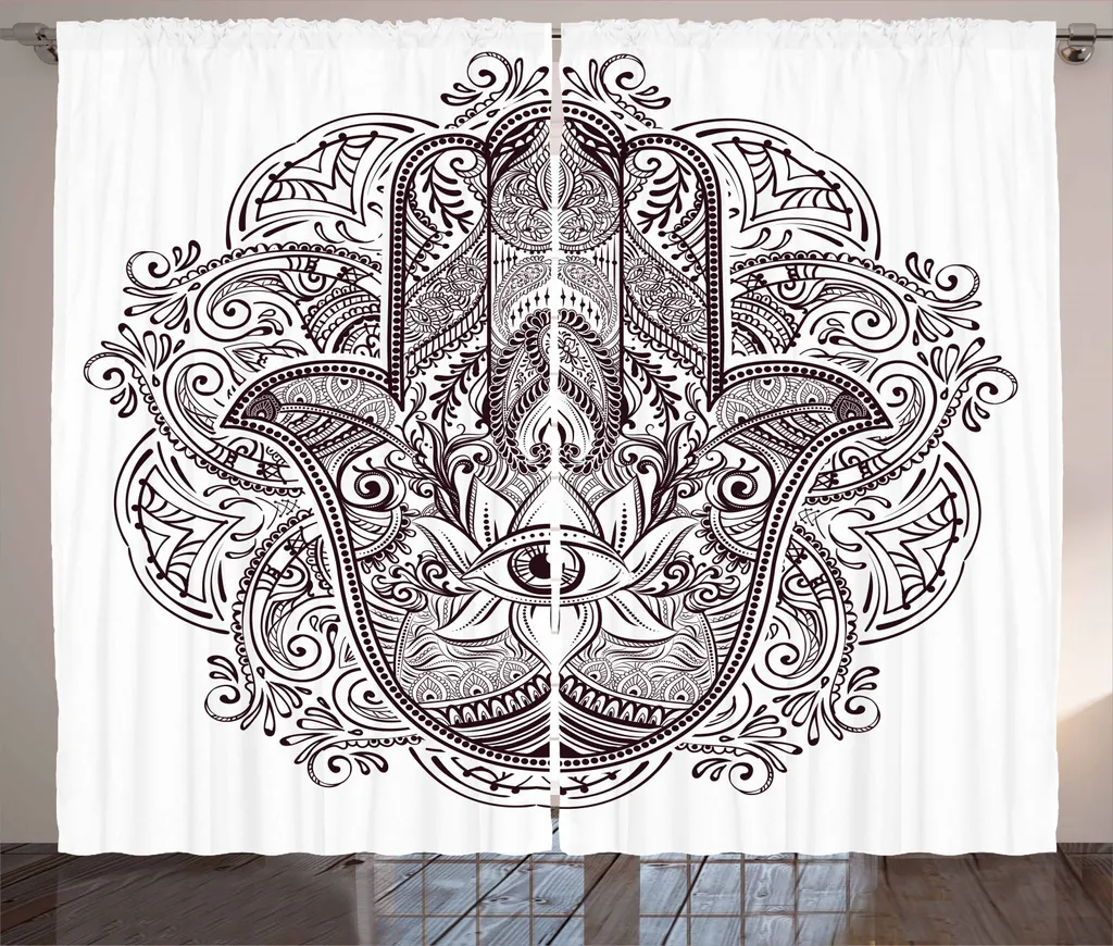 ABAKUHAUS Hamsa Tenda Rustica 280x245 cm - Arredo Etnico Marrone Bianco