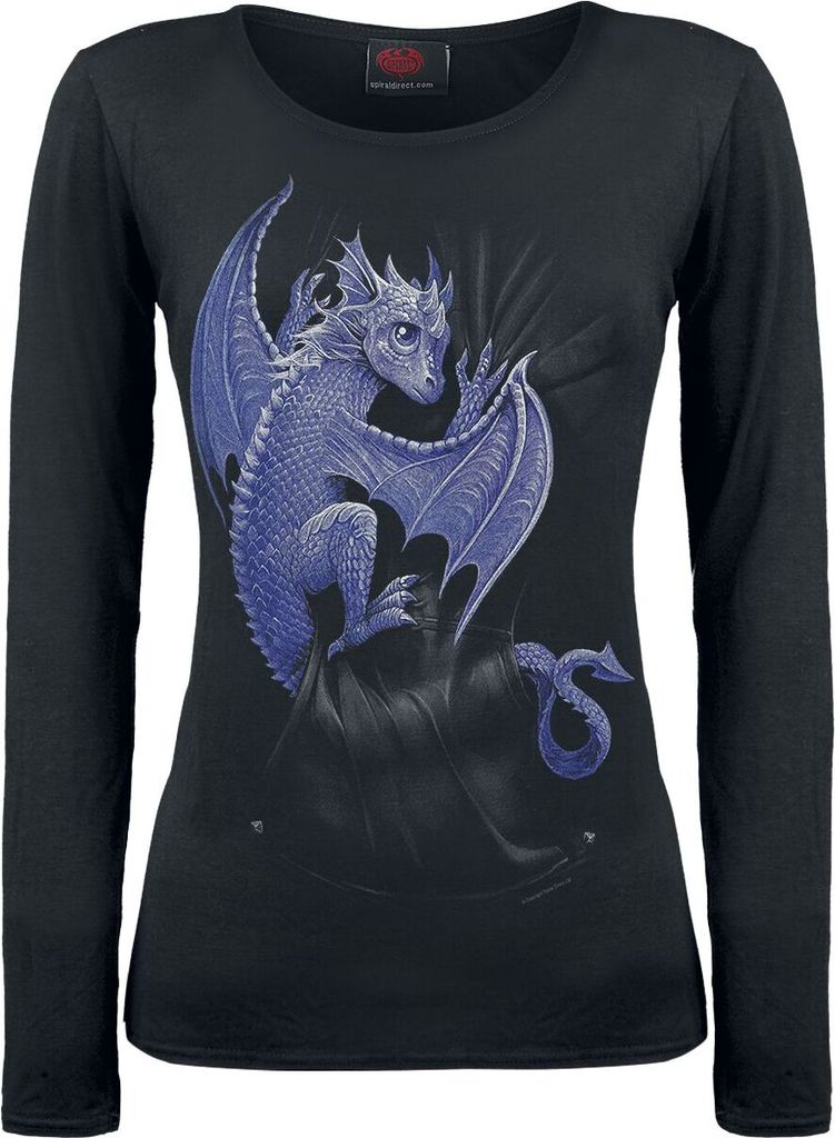 Spiral Langarmshirt Damen Pocket Dragon schwarz S