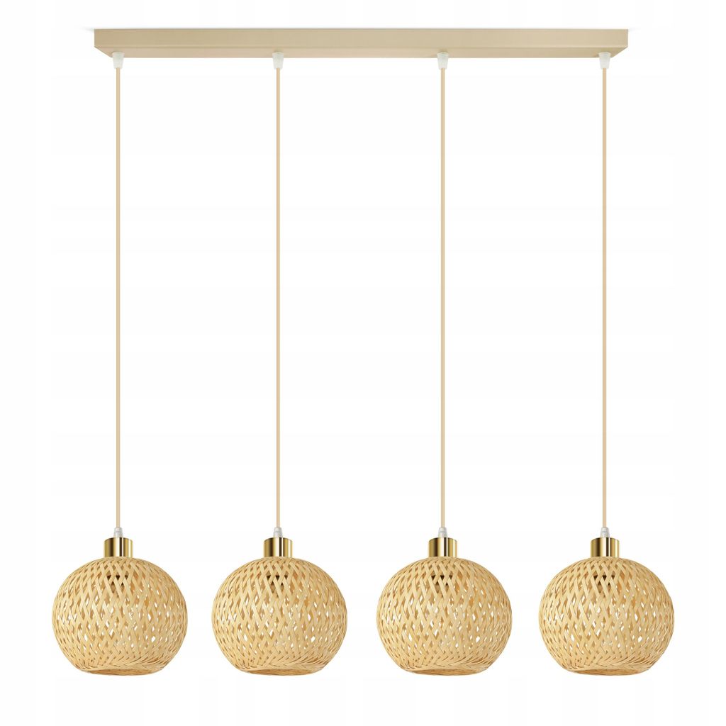 Luxolar LED Pendelleuchte 4-flammig E27 Rattan Boho Produktbild 