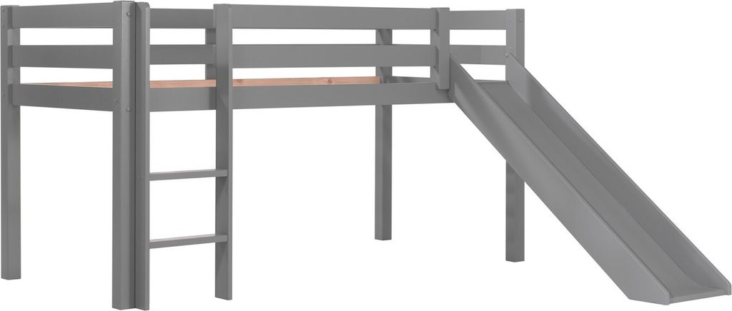 Spielbett Pino mit Rutsche Kiefer Grau