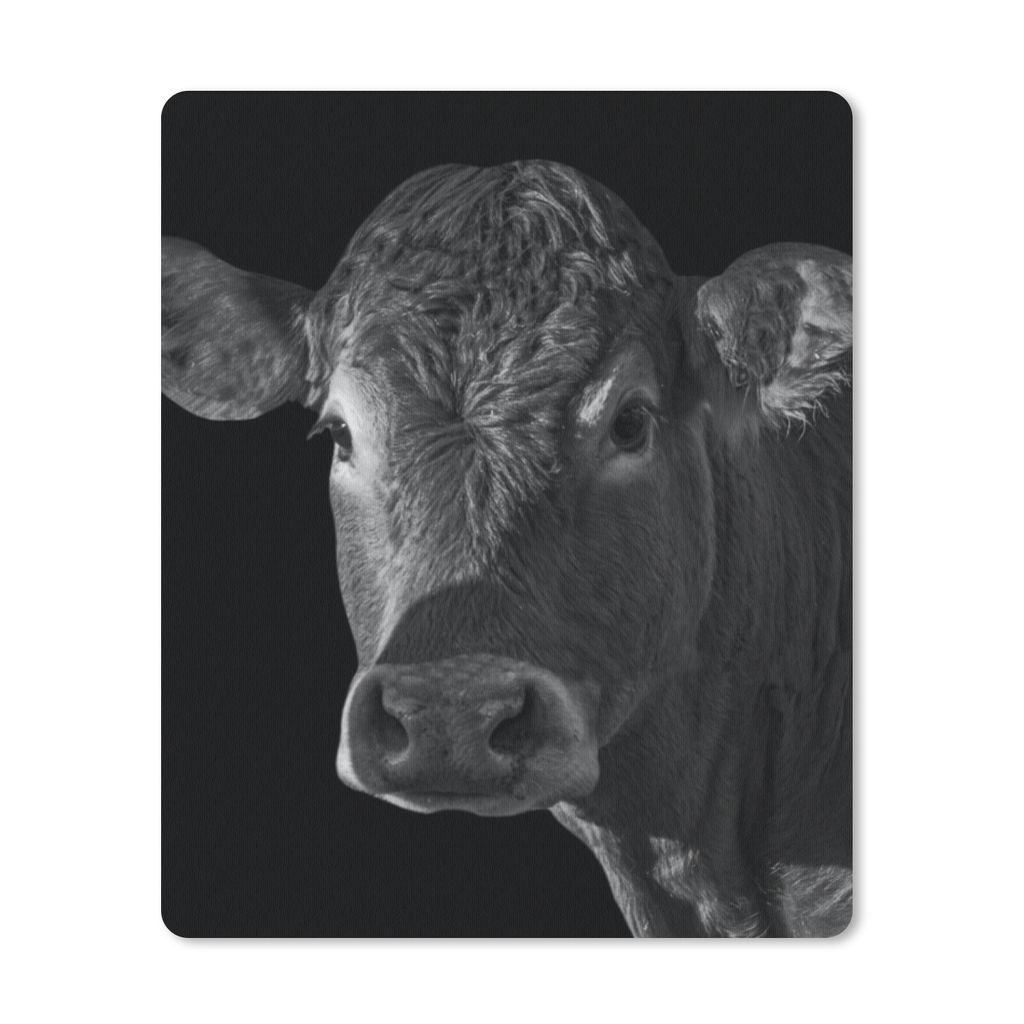 MuchoWow Mauspad Mousepad Kuh - Tiere - Schwarz - Weiß - Porträt 30x40 cm - Mousepads - Maus Mat - Pad - Mausunterlage - Mausmatten
