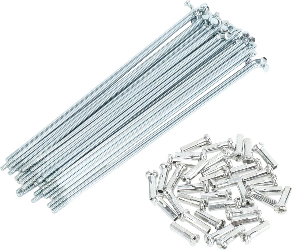 Fahrradspeichen Fahrradrad Speichen Silber Ton Nippel 1 Satz 14G 135mm Länge Kohlenstoffstahl Verzinkt