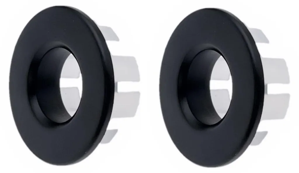 Cache trop-plein rond en métal noir mat pour évier et lavabo - Lot de 2