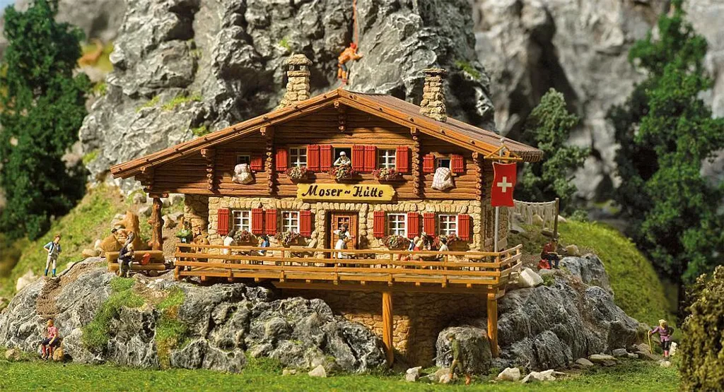 Bâtiment de montagne pour diorama HO Faller 130329 Moser-Hütte