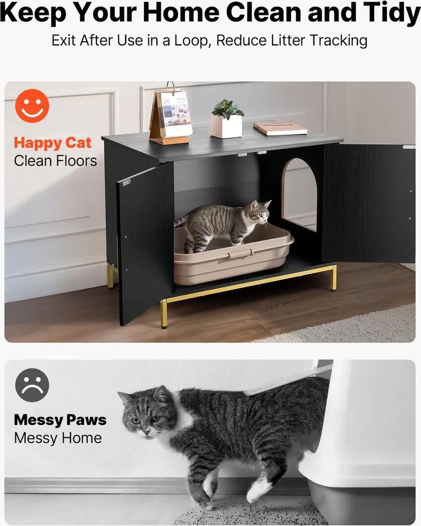 Meuble litière chat anti-odeur et discret : fini la litière apparente - 2