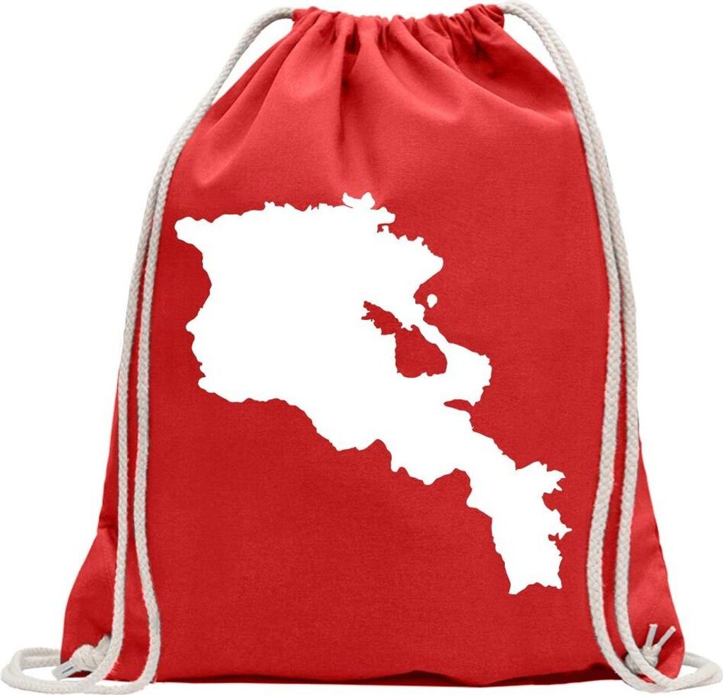 Kiwistar - Turnbeutel - rot - Armenien Umriss Kontur - Fun Rucksack Sport Beutel Gymsack Baumwolle mit Ziehgurt