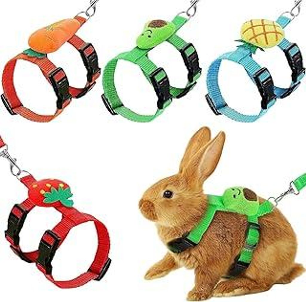 4 Sets Einstellbares Kaninchengeschirr und Leine Set, Kleintier niedliche Weste Geschirr Frettchen Geschirr Meerschweinchengeschirr Frettchen Leine...
