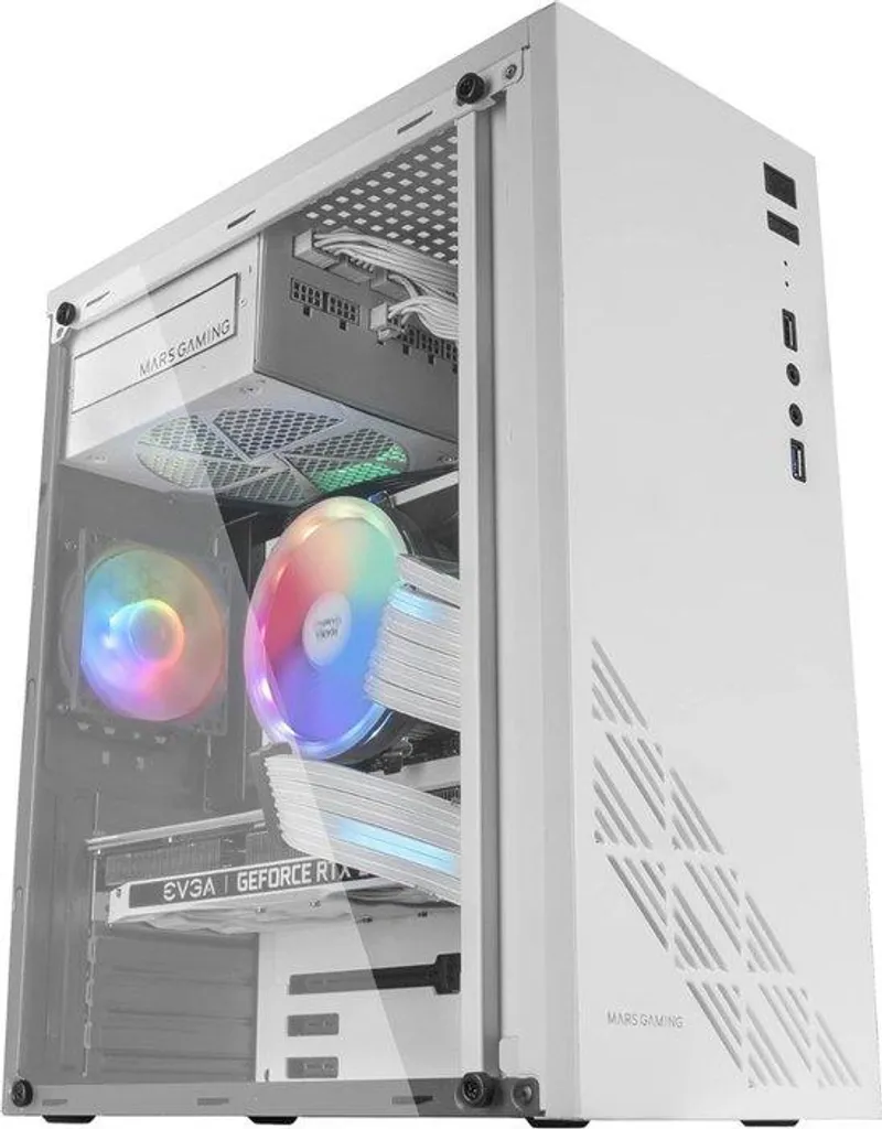 Châssis PC Gaming Blanc ATX avec LED RGB pour Setup Streamer et Gamer