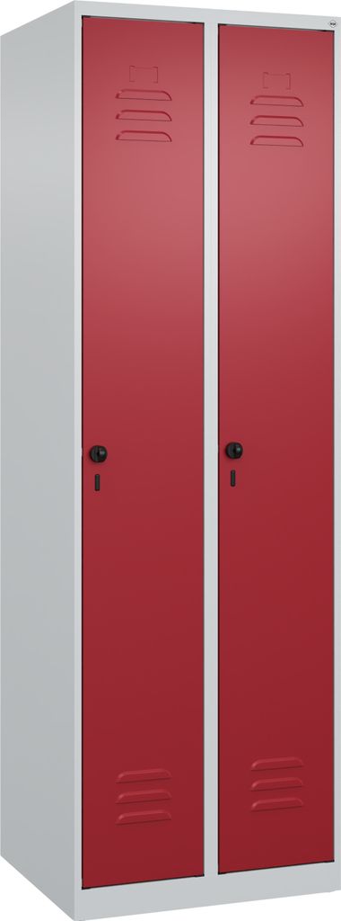CP Spind Classic Plus lichtgrau, rubinrot 080000-20 S10002, 2 Schließfächer 60,0 x 50,0 x 185,0 cm