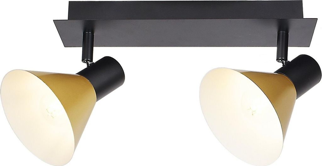 Rabalux 3158 Deckenstrahler 2 Spots Alvaro, E14, schwarz-gold, rund, Modern, ø120mm