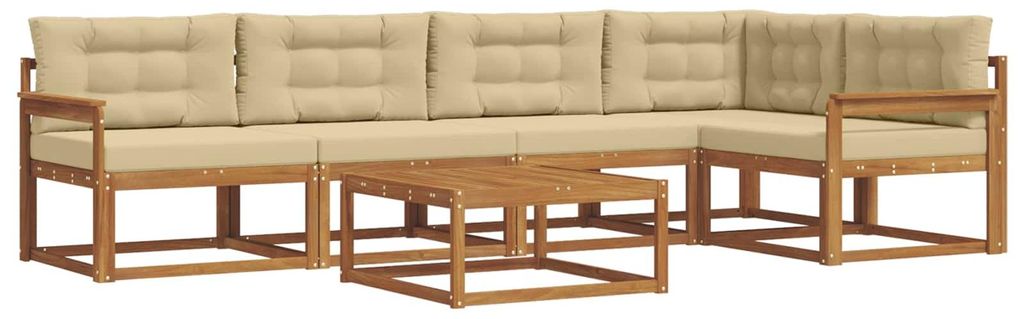 Hochwertigen Möbel Outdoor-Sofa garnitur moderne - Balkonmöbel/Gartenlounge-Set - robust und langlebig - mit Kissen 6 pcs Natur und Beige - Garte...