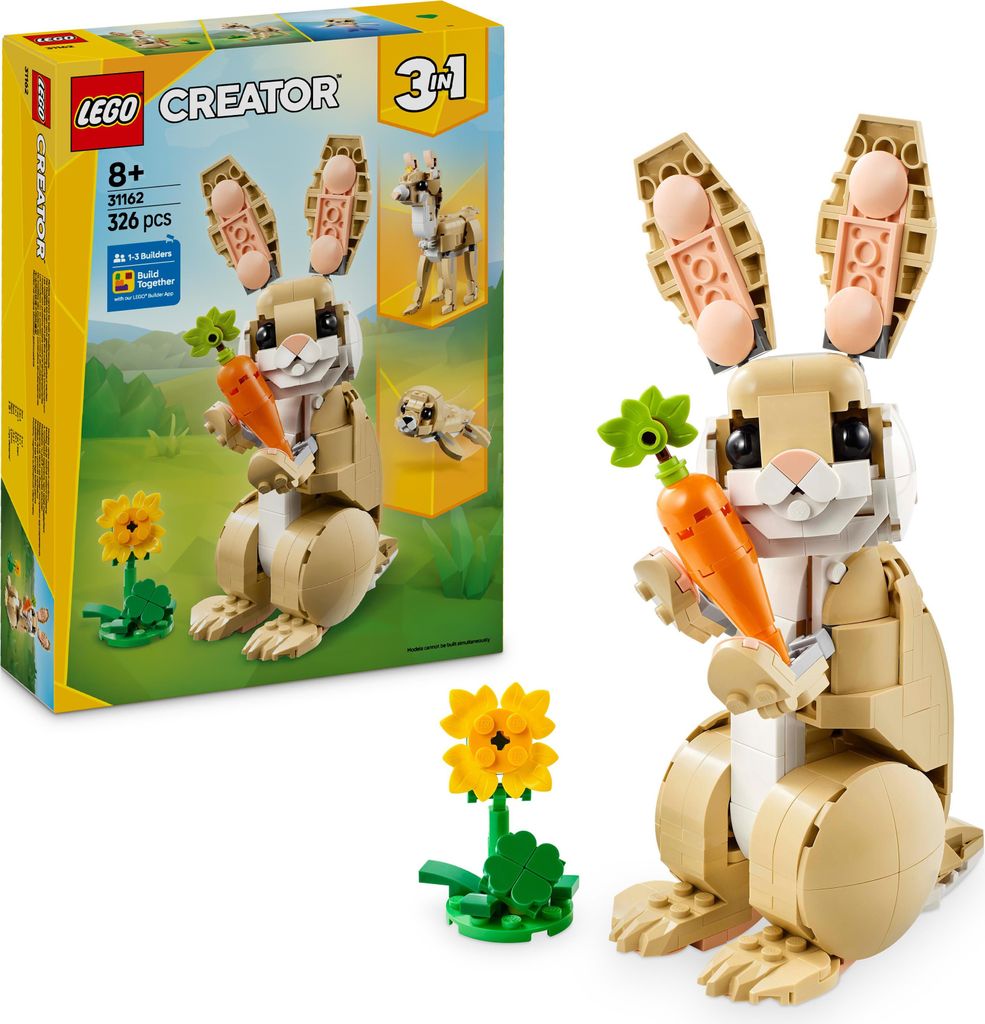 LEGO Creator 3in1 Häschen - Modell umbaubar in eine Lama Figur oder Spielzeug Robbe - Bauset mit Tieren für Kinder - Geburtstagsgeschenk für Mä...