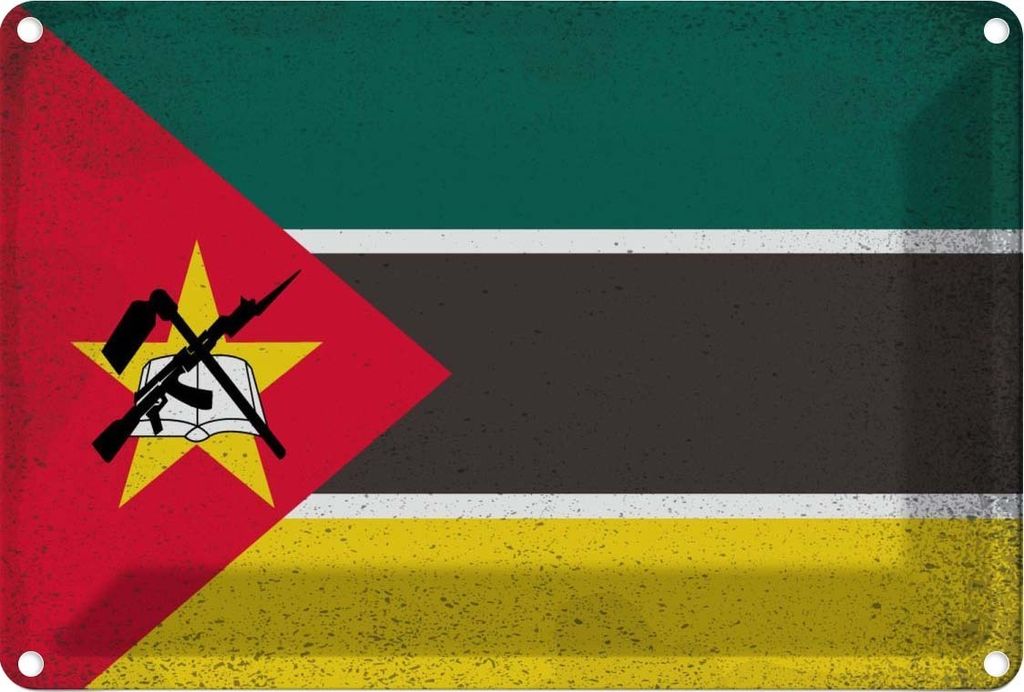 vianmo Blechschild 20x30 cm Mosambik Mozambique Vintage Flagge Fahne Wappen