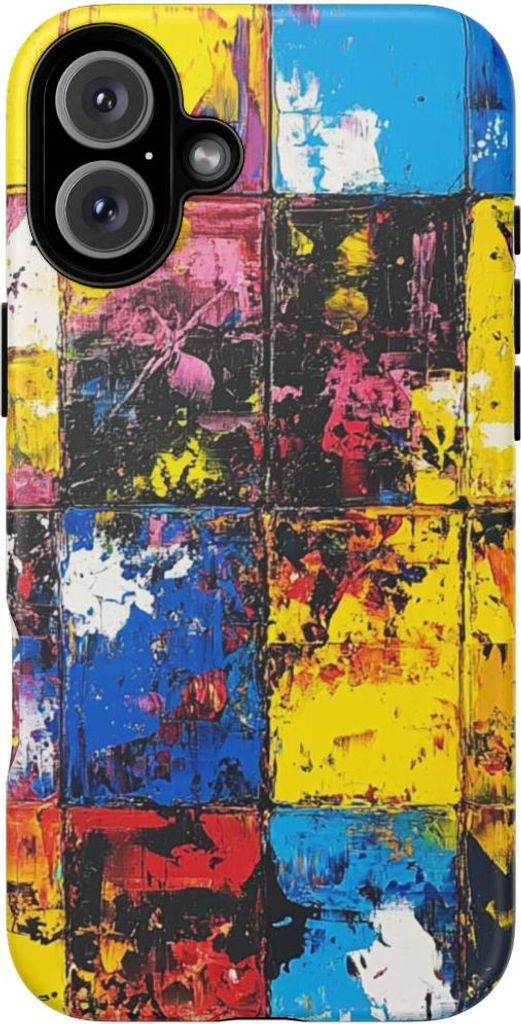Abstraktes, farbenfrohes Karomuster – Hülle Kompatibel mit iPhone 16 Plus