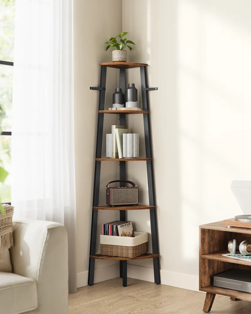 Bibliothèque d'Angle Industrielle 159cm Meuble de Rangement en Métal