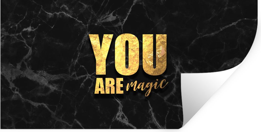 MuchoWow Wandtattoo Wandsticker Wandaufkleber Zitate - Magie - Gold - Marmor 120x60 cm Selbstklebend und Repositionierbar - Sticker - Dekorfolie