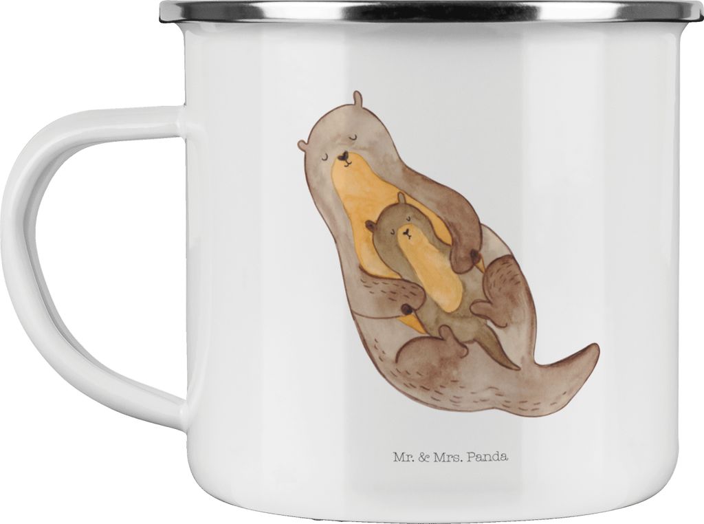 Mr. & Mrs. Panda Teetasse Otter Kind - Weiß - Geschenk, Sohn, Baby, Tasse Emaille, Pott, Reisebecher, Geburt, Mama, Teebecher, Familie