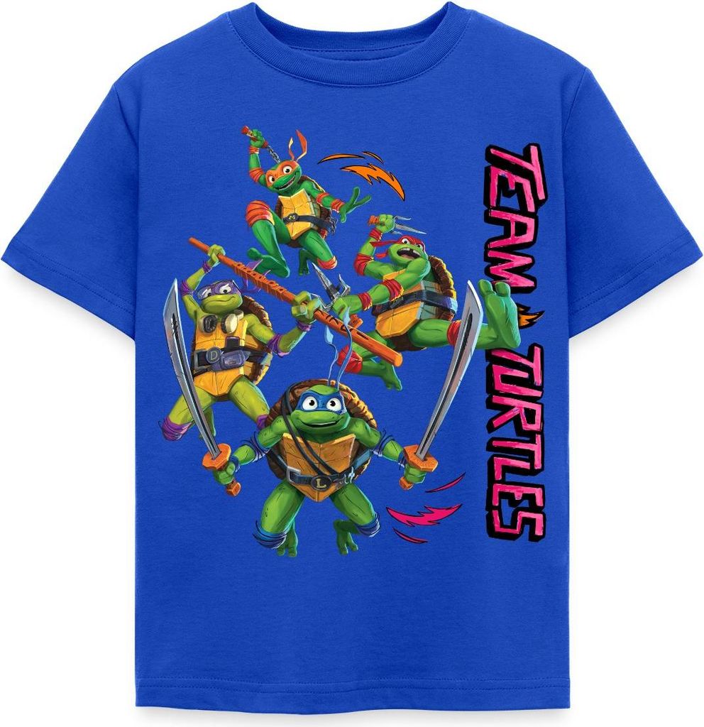 Spreadshirt TMNT Mutant Mayhem Team Turtles Kinder T-Shirt, 122/128 (7-8 Jahre), Royalblau