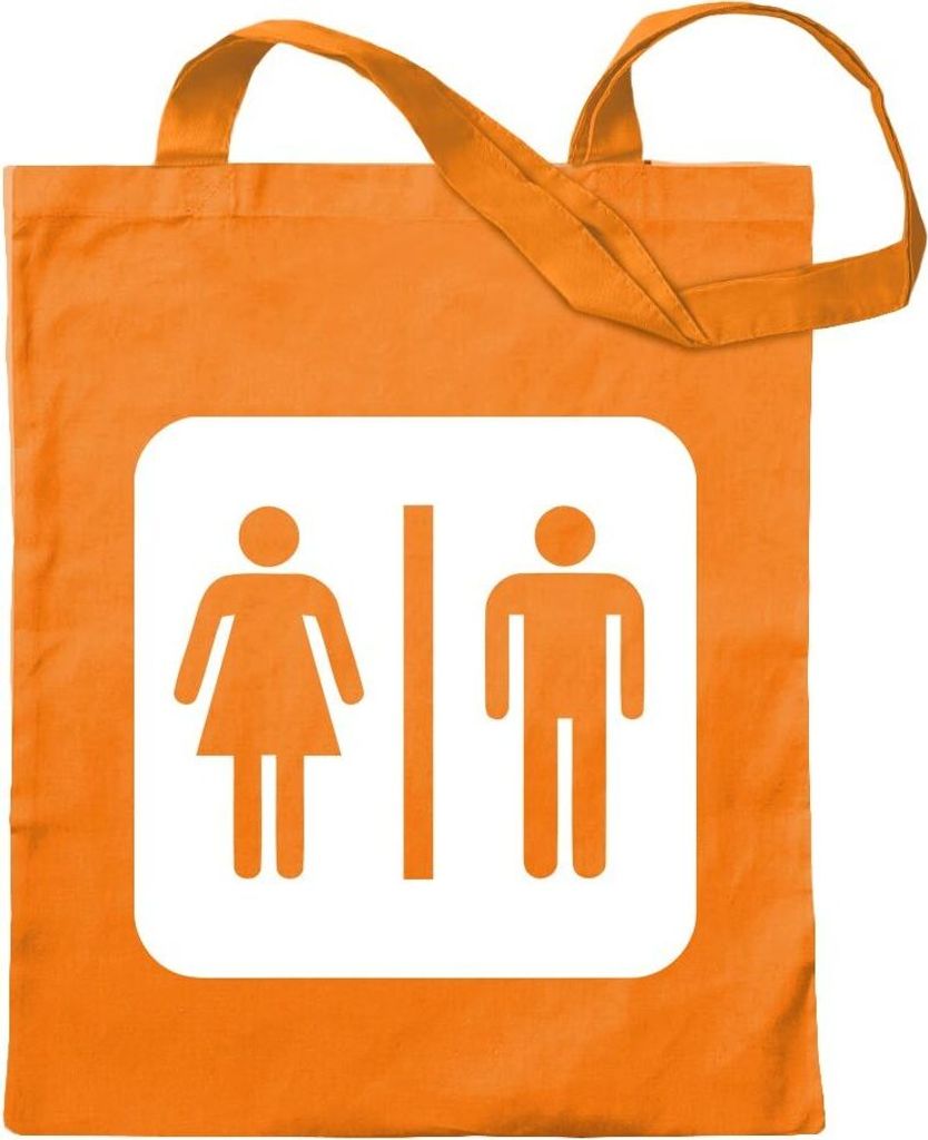 Kiwistar - Baumwolltasche - mandarin - WC Toilette Piktogramme - Tragetasche Stoffbeutel Umhängetasche Langer Henkel