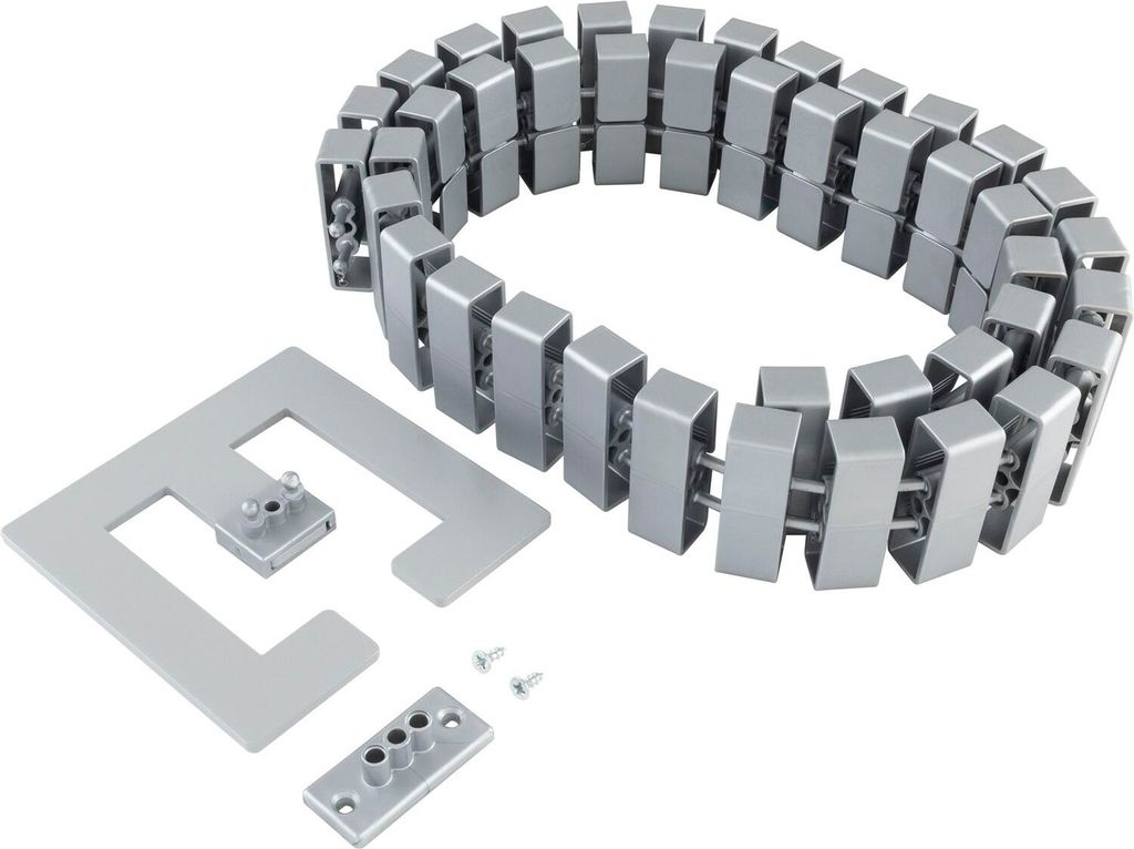 Cube SL Kabelschlange 1250 mm, Kabelführung Kabelkanal Kabelmanagement, flexibel für höhenverstellbare Tische, Kunststoff, alufarbig, 60 mm breit