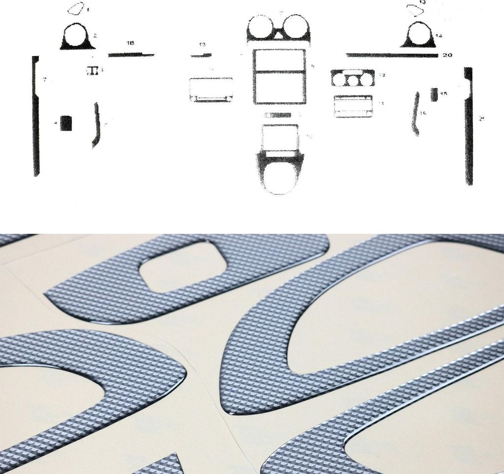 Innenraum Dekor Cockpit für VW Caddy 2003-2010 Carbon Optik 21tlg