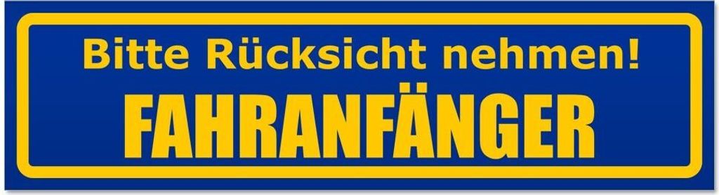 Kiwistar - Autoaufkleber - Blau - 45 x 12 cm - Bitte Rücksicht nehmen. Fahranfänger - Hinweis Aufkleber Sticker für Auto, Kfz, Fahrrad, PKW, LKW